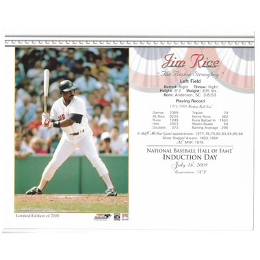 Jim Rice Boston Red Sox 2009 Hall of Fame Induction 8x10 Photocard
