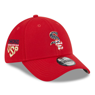 Men's New Era Chicago White Sox 2023 4th of July Collection 39THIRTY Scarlet Flex Fit Cap