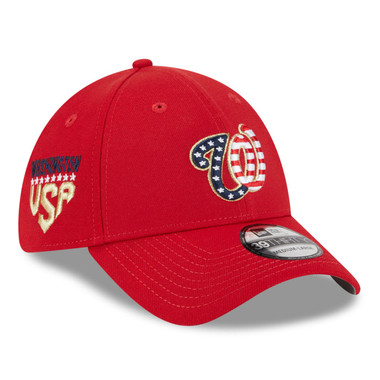 Men's New Era Washington Nationals 2023 4th of July Collection 39THIRTY Scarlet Flex Fit Cap