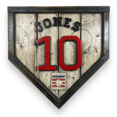 Chipper Jones Hall of Fame Vintage Distressed Wood 11 Inch Mini Legacy Home Plate