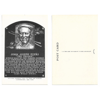 Johnny Evers Original 1956-63 Artvue Baseball Hall of Fame Plaque Postcard