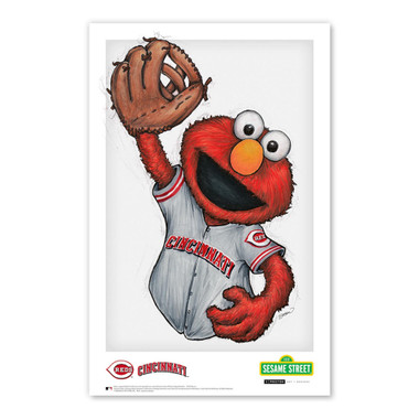 Cincinnati Reds Elmo Minimalist Sesame Street Collection 11 x 17 Fine Art Print by artist S. Preston