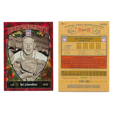Red Schoendienst 2013 Panini Cooperstown Red Crystal Collection # 69 Baseball Card Ltd Ed of 399