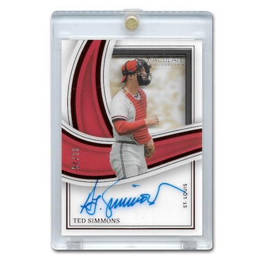 Ted Simmons Autographed Card 2023 Panini Immaculate Shadowbox Signature Red Ltd Ed of 25