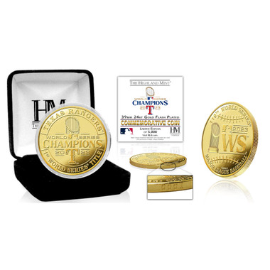 Texas Rangers 2023 World Series Champions 24kt Gold Plated Mint Coin Ltd Ed of 5,000