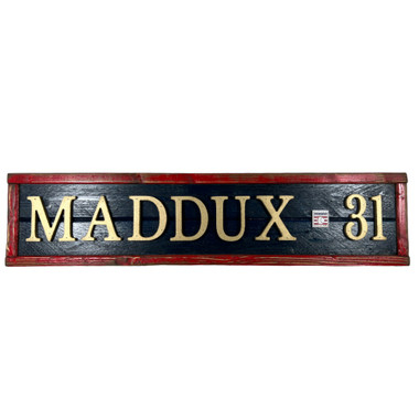 Greg Maddux Hall of Fame Distressed Wood 25 Inch Classic Name & Number Framed Sign