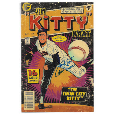 Jim Kaat Autographed Pop Fly Kitty 7" x 10.5" Limited Edition Art Print #122 with HOF 22 Inscription