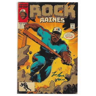 Tim Raines Autographed Pop Fly Rock Raines 7" x 10.5" Limited Edition Art Print #130 with HOF 17 Inscription