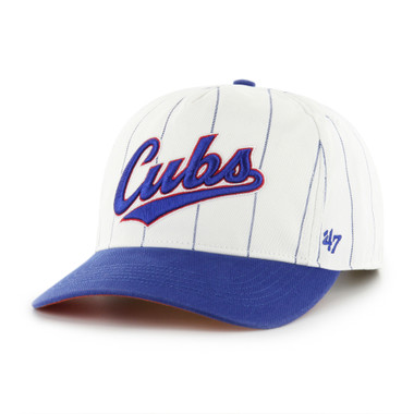 Men’s ’47 Chicago Cubs Double Header White Pinstripe Hitch Adjustable Cap