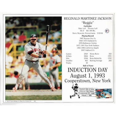 Reggie Jackson California Angels  1993 Hall of Fame Induction 8x10 Photocard with Induction Day Stamp Cancellation