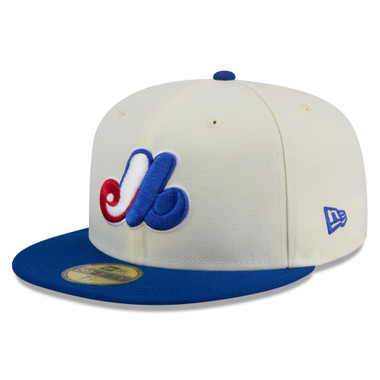 Men’s New Era Montreal Expos Chrome White and Royal 59FIFTY Fitted Cap