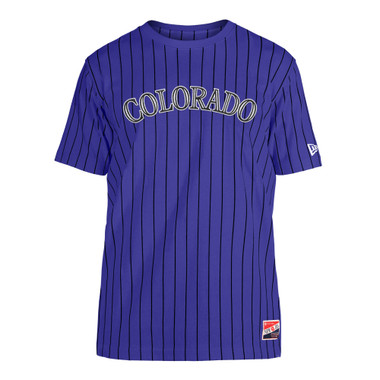 Men’s New Era Colorado Rockies Purple Pinstriped T-Shirt