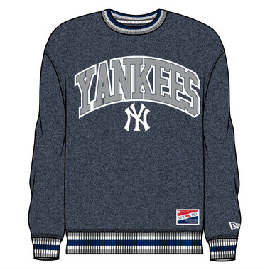 Men’s New Era New York Yankees Heathered Navy Ringer Crew Neck Pullover Sweatshirt