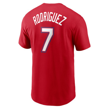 Men’s Nike Ivan Rodriguez Texas Rangers Cooperstown Collection Name & Number Red T-Shirt