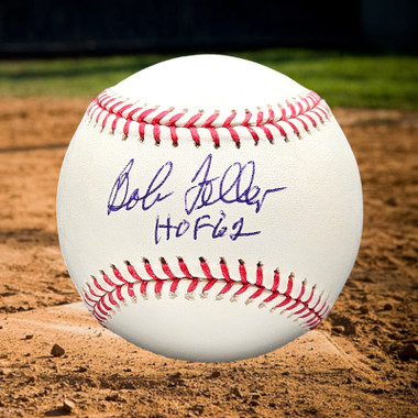 Bob Feller Autographed Rawlings AL Baseball with HOF 62 Inscription (PSA-90)