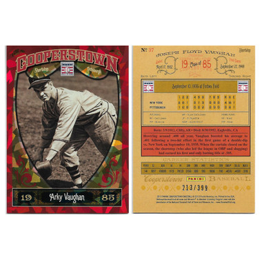 Arky Vaughan 2013 Panini Cooperstown Red Crystal Collection # 37 Baseball Card Ltd Ed of 399