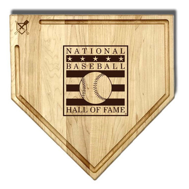 Baseball Hall of Fame Baseball BBQ 17" x 17" Logo Wood Cutting Board (with Trough)