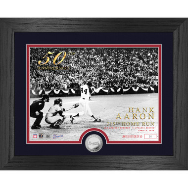 Hank Aaron 50th Anniversary 715th HR 13 x 16 Silver Coin Photo Mint