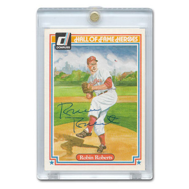 Robin Roberts Autographed Card 1983 Donruss Hal of Fame Heroes # 41 (JSA)