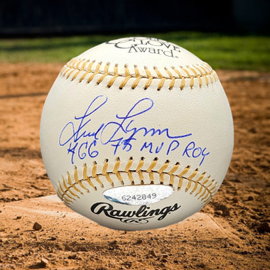 Fred Lynn Autographed Rawlings Gold Glove Baseball with 4GG 75 MVP ROY Inscriptions (TriStar)
