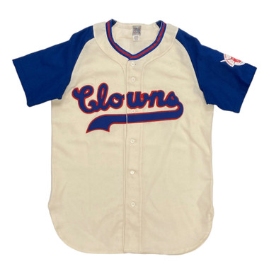 Ebbets Field Flannels Indianapolis Clowns Ivory and Royal Jersey with Hall of Fame East/West Classic Patch