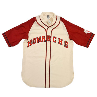 Ebbets Field Flannels Kansas City Monarchs Ivory and Red Jersey with Hall of Fame East/West Classic Patch