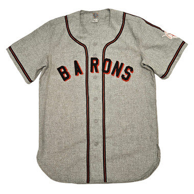 Ebbets Field Flannels Birmingham Black Barons Grey Road Jersey with Hall of Fame East/West Classic Patch