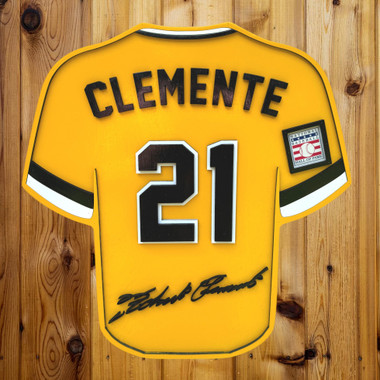 Roberto Clemente 3D Signature Wood Jersey 19 x 18 Wall Sign  (yellow)