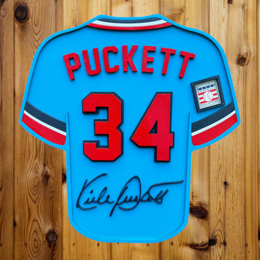 Kirby Puckett 3D Signature Wood Jersey 19 x 18 Wall Sign (blue)