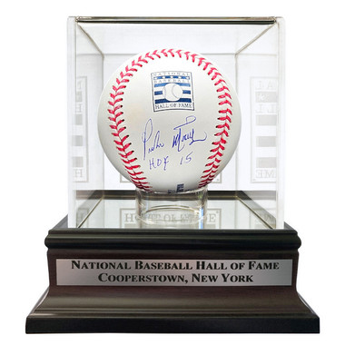 Pedro Martinez Autographed Hall of Fame Logo Baseball with HOF 15 Inscription with HOF Case (Beckett)