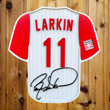 Barry Larkin 3D Signature Wood Jersey 19 x 18 Wall Sign (white)