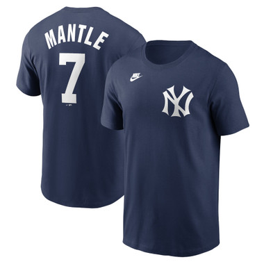 Men’s Nike Mickey Mantle New York Yankees Cooperstown Collection Name & Number Navy T-Shirt (2024)