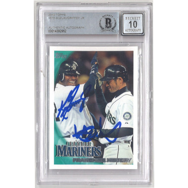 Ken Griffey Jr. and Ichiro Suzuki Dual Autographed Card 2010 Topps # 515 (PSA 10 Autos)