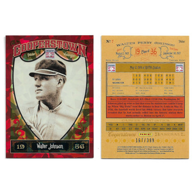 Walter Johnson 2013 Panini Cooperstown Red Crystal Collection # 7 Baseball Card Ltd Ed of 399