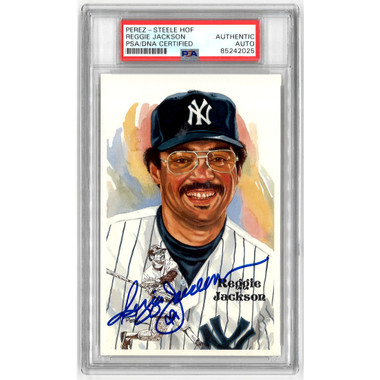 Reggie Jackson Autographed Perez-Steele HOF Series Postcard # 218 (PSA-25)
