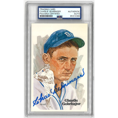 Charlie Gehringer Autographed Perez-Steele HOF Series Postcard # 57 (PSA-86)