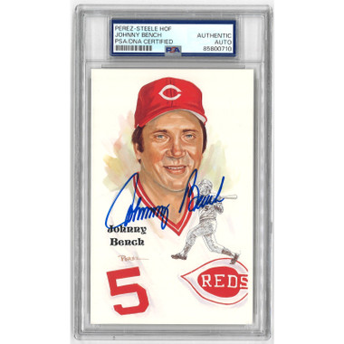 Johnny Bench Autographed Perez-Steele HOF Series Postcard # 202 (PSA-10)