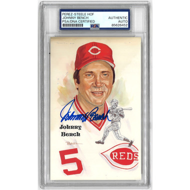 Johnny Bench Autographed Perez-Steele HOF Series Postcard # 202 (JSA-52)