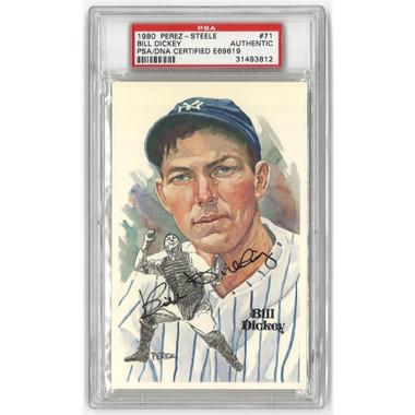 Bill Dickey Autographed Perez-Steele HOF Series Postcard # 71 (PSA-12)