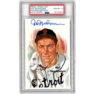Hal Newhouser Autographed Perez-Steele HOF Series Postcard #214 (PSA-75)