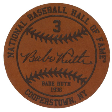Babe Ruth Baseball Hall of Fame 1936 Inductee Leather Engraved Coaster