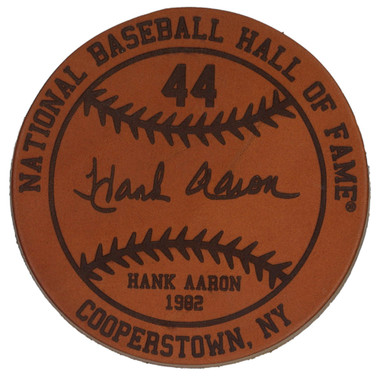 Hank Aaron Baseball Hall of Fame 1982 Inductee Leather Engraved Coaster