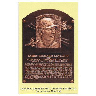 Jim Leyland Autographed Hall of Fame Plaque Postcard (Beckett)