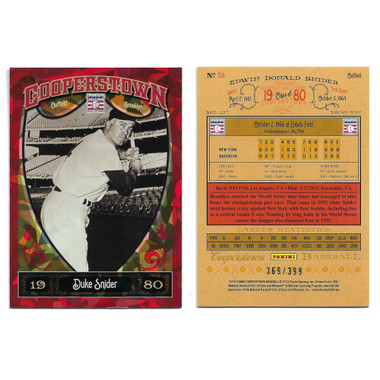 Duke Snider 2013 Panini Cooperstown Red Crystal Collection # 58 Baseball Card Ltd Ed of 399
