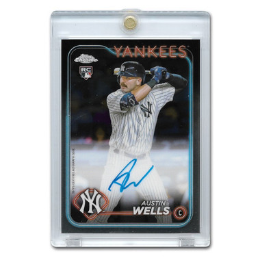 Austin Wells Autographed Card 2024 Topps Chrome Rookie Autographs # RA-AW Rookie Card