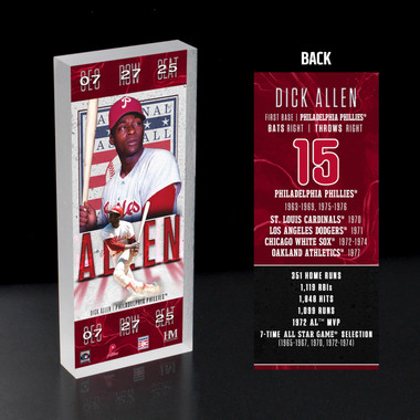 Dick Allen Philadelphia Phillies 2025 Hall of Fame Induction 3D Acrylic Ticket Block