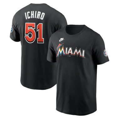 Men’s Nike Ichiro Suzuki Miami Marlins Baseball Hall of Fame 2025 Induction Name & Number T-Shirt