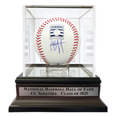 CC Sabathia Autographed Hall of Fame Logo Baseball with HOF Case (HOF)