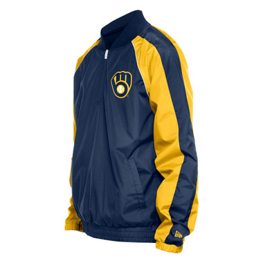 Men's New Era Milwaukee Brewers Navy Ripstop Raglan Quarter-Zip Windbreaker Jacket