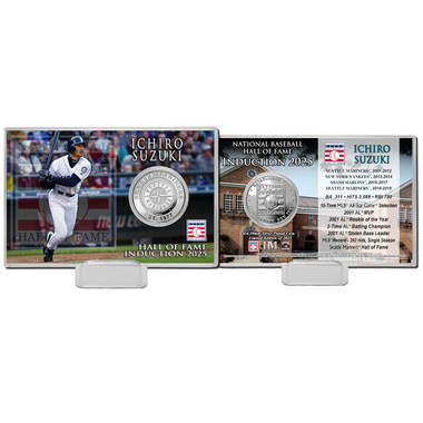 Ichiro Suzuki Seattle Mariners Highland Mint Hall of Fame Class of 2025 Silver Plated Coin Card